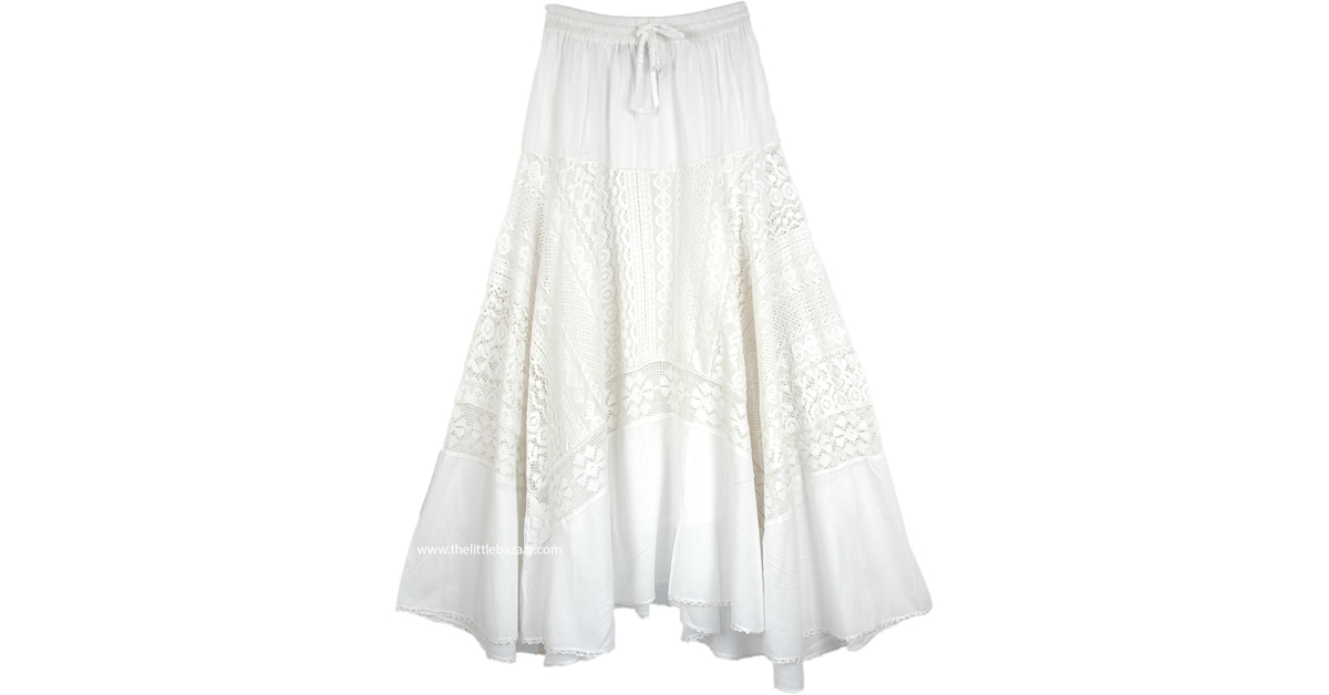 Vista White Fantasy Lace Skirt with Yoke | White | Lace, Misses, Maxi ...