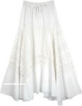 Fairy White Long Skirt with Lace work [4846]