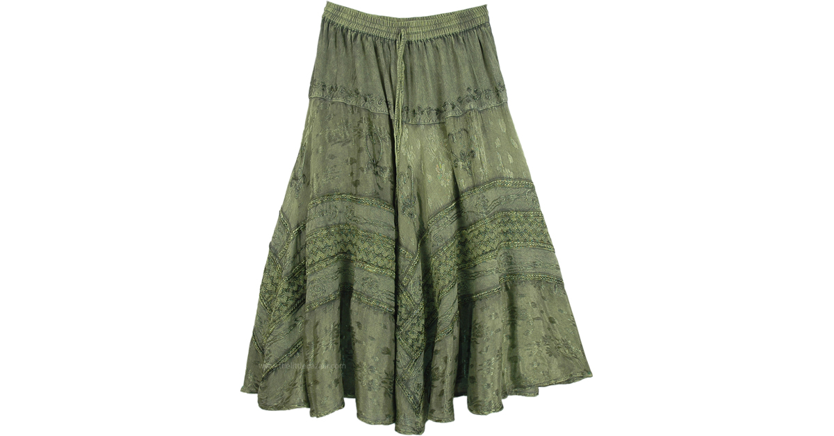 Green Medieval inspired Hippie Rayon Skirt | Green | Stonewash ...