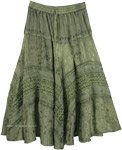 Green Renaissance Skirt with Embroidery [4851]