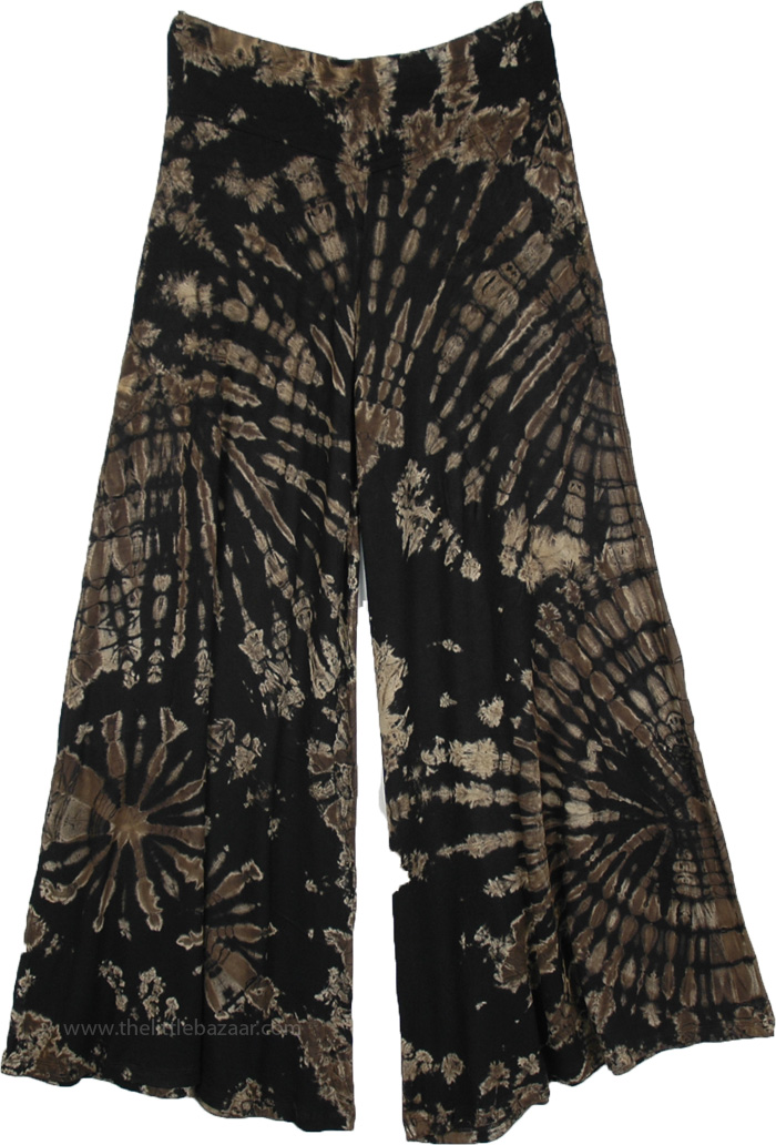 Yoga Pants in All Over Hand Tie Dye, Shadow Tie Dye Rayon Stretchy Palazzo Trousers