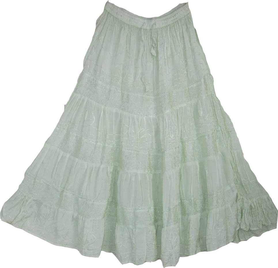 Light Green Flowy Long Skirt | Clearance