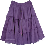 Purple Summer Mid Length Cotton Skirt [4973]