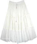 Fairy White Summer Mid Length Cotton Skirt [4975]