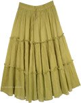 Tiered Husk Colored Skirt in Pure Cotton [4976]