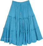 Tiered Full Circle Skirt in Sky Blue [4977]