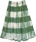 Cotton Long Skirt with Golden Tinsel in White and Green [4980]