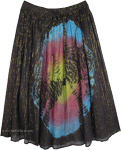 Rainbow Tie Dye Golden Tinsel Cotton Skirt [4981]
