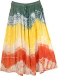 Cotton Long Skirt with Golden Tinsel in Summer Colors [4982]