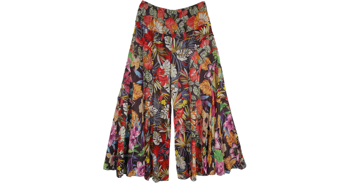 Gypsy Floral Cotton Pants Divided Skirt | Multicoloured | Split-Skirts ...