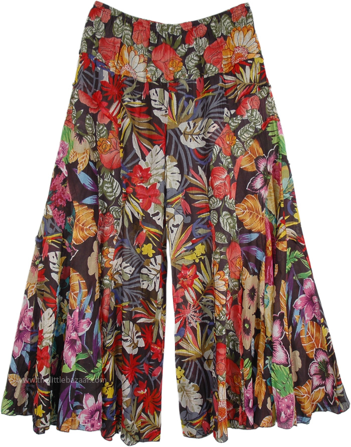 Gypsy Floral Cotton Pants Divided Skirt | Multicoloured | Split-Skirts ...