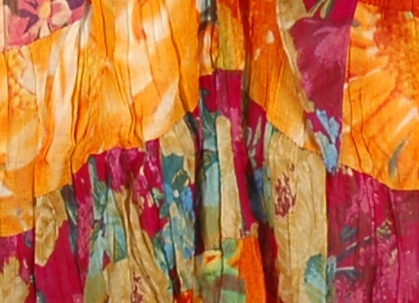Stylized Tiered Cotton Skirt in Orange Bloom