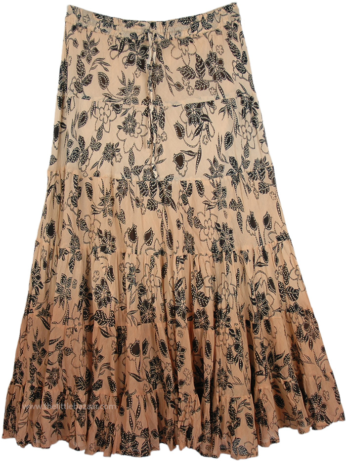 Browny Peach Cotton Maxi Skirt