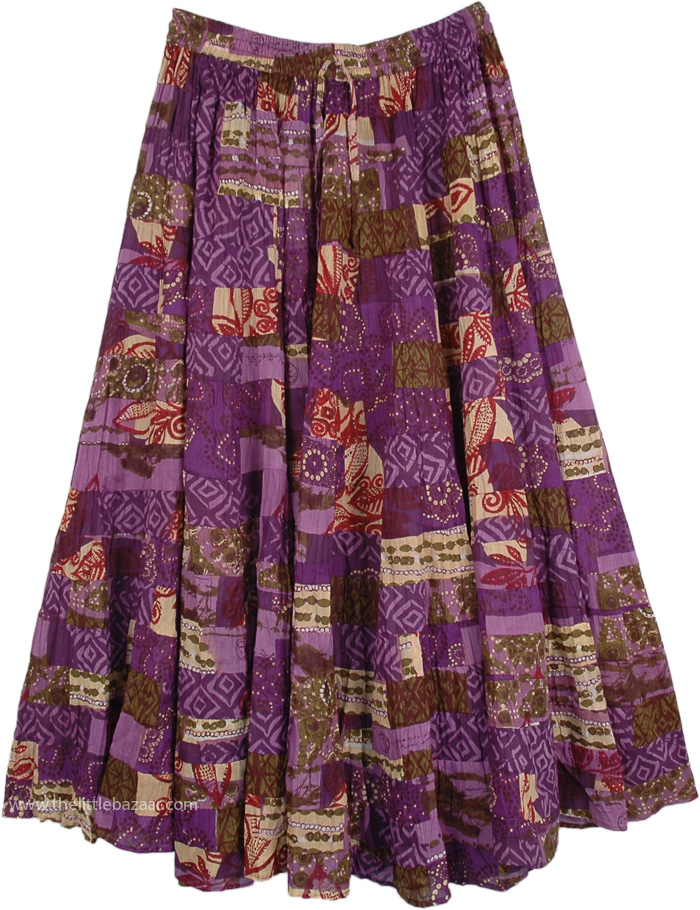 Lavandula Floral Cotton Tiered Maxi Skirt