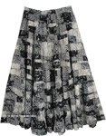 Monochromatic Patchwork Tiered Maxi Skirt