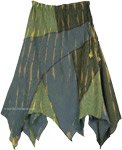 Asymmetrical Cotton Light Summer Skirt in Hippie Green