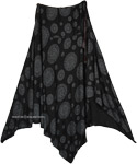 Asymmetrical Hem Mandala Skirt in Jersey Cotton