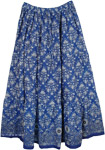 Cabo Pull On Maxi Full Blue Cotton Skirt [5033]
