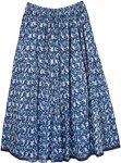 The Blue Pattern Tiered Cotton Skirt [5035]