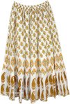 Tiered Long Skirt with Paisley Prints in Yellow [5039]