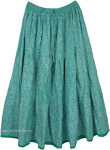 Floral Long Skirt in Sea Green in Indian Cotton Fabric [5044]