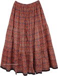 Full Length Printed Cotton Skirt With Gathers [5045]