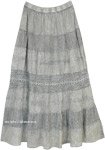 Metallic Gray Long Skirt With Crochet Work [5054]