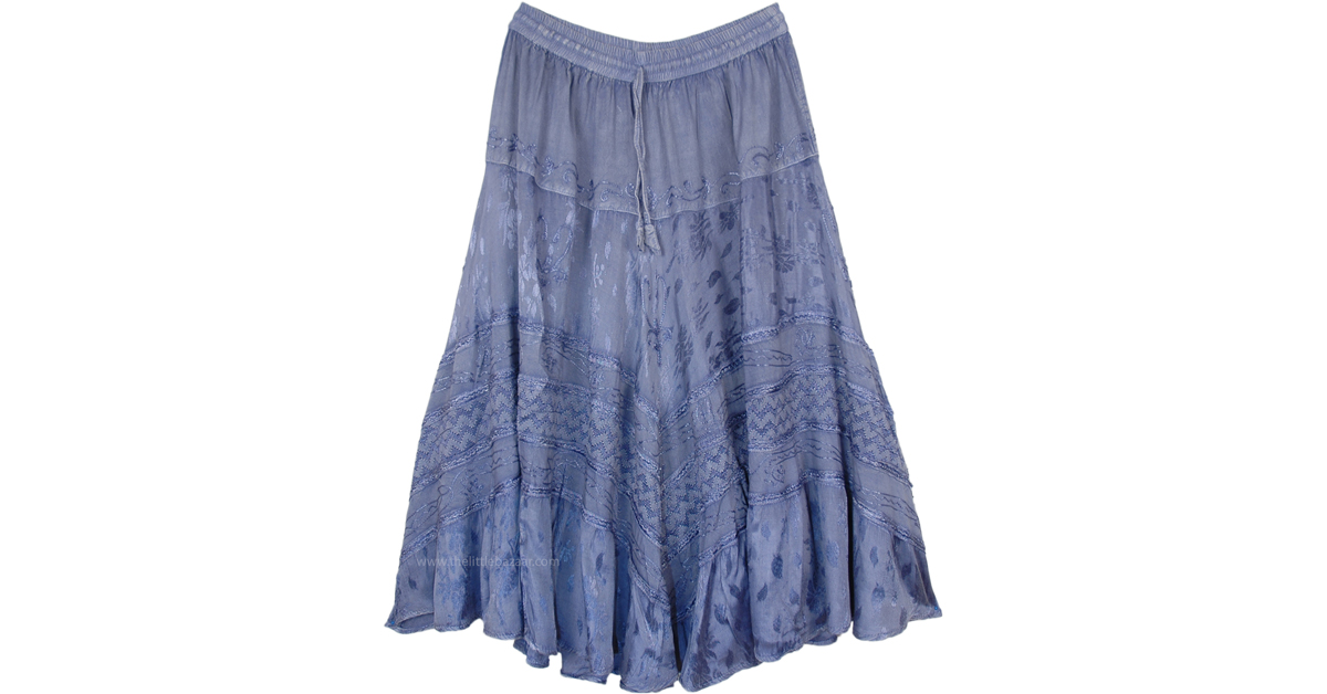 Steel Blue Blush Skirt with Medieval Charm | Blue | patchwork ...