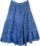 Steel Blue Skirt with Embroidery [5066]