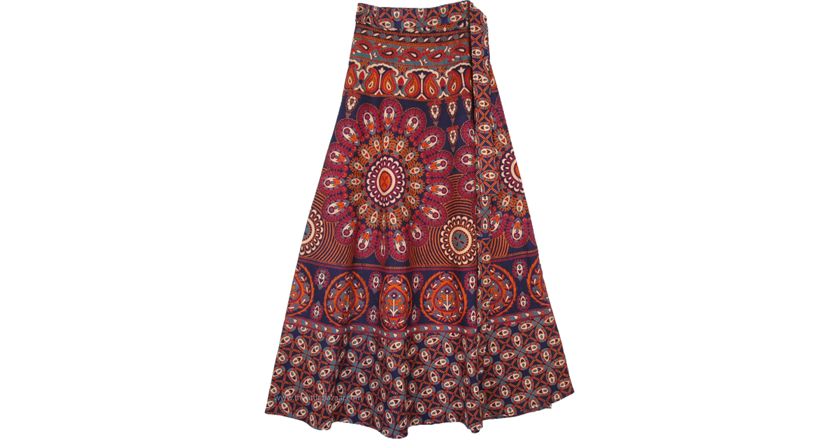 Jacarta Red Gypsy Flower Skirt with Wrap Waist | Red | Wrap-Around ...