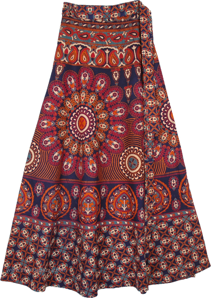 Jacarta Red Gypsy Flower Skirt with Wrap Waist