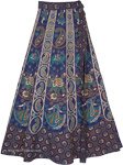 Dancing Girl Blue Wrap Skirt with Traditional Elephants