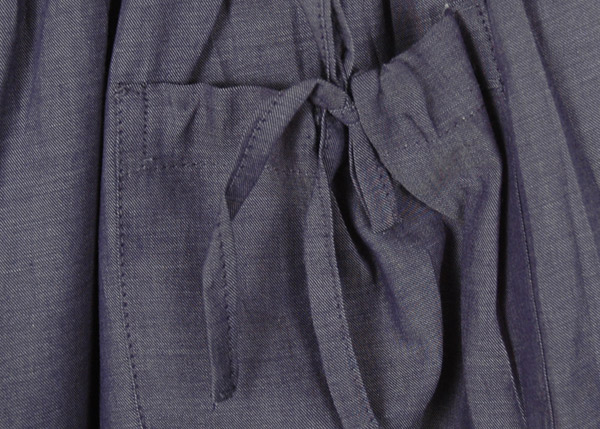 Chambray Gaucho Culotte Pants with Front Pockets