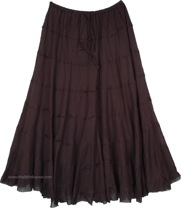 Midnight Black Tiered Dancing Long Skirt