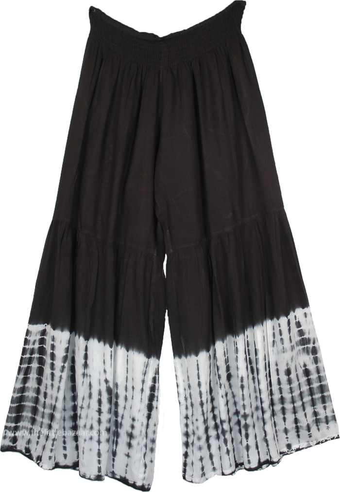 Tie Dye Rayon Wide Leg Lounge Pants in Black and White in XL | Black ...