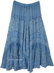 Cornflower Blue Maxi Skirt with Print [5151]