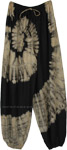 Black White Rayon Hippie Straight Pants with Tie Dye Pattern [5172]