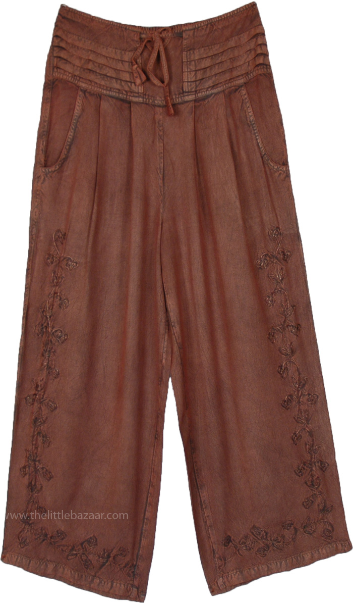 Nut Brown Boho Comfort Straight Pants