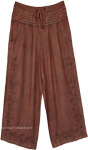 Comfy Brown Pants with Embroidery [5197]
