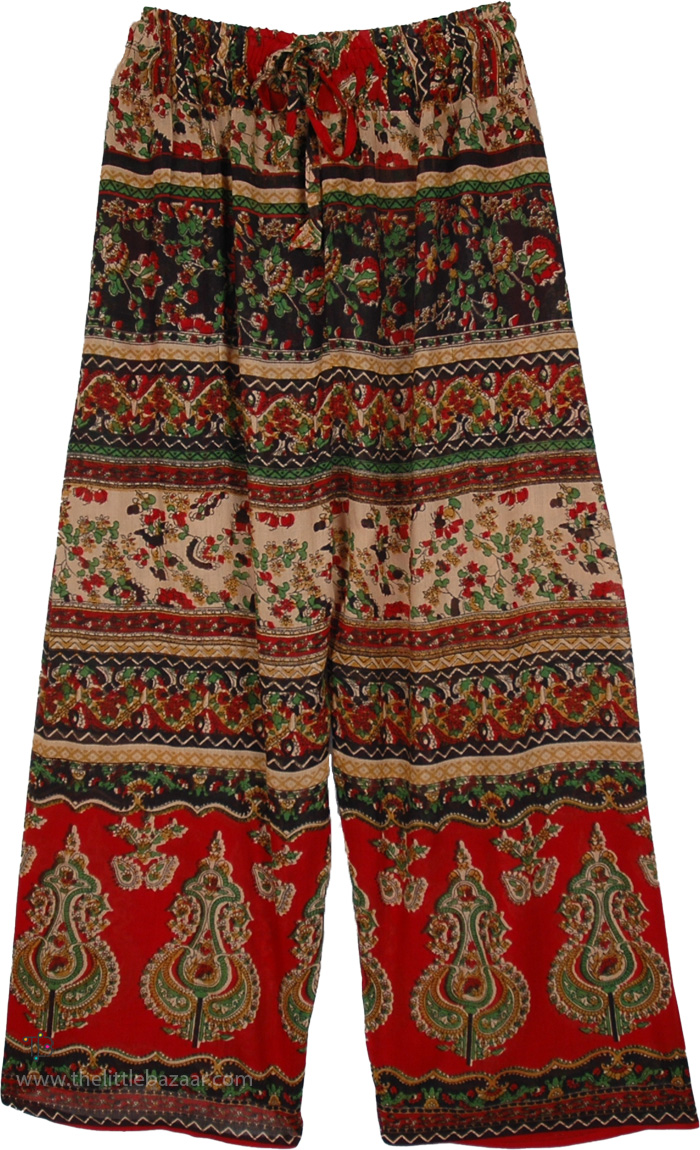 Scarlet Bands Floral Print Boho Palazzo Pants