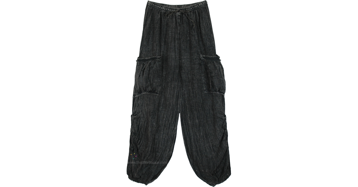 ROBEdePEAU HAREM PANTS リネン　BLACK Gauze ROBEdePEAU HAREM PANTS リネン BLACK Gauze Black Side Tie Cotton