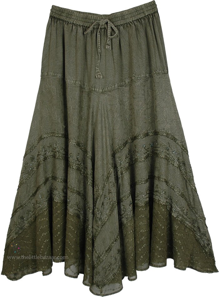 Moss Whisper Midi Fairy Festival Skirt