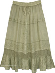 Sea Mist Fairy Embroidered Crochet Maxi Skirt