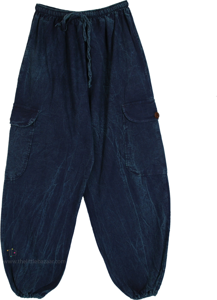 Navy Storm Boho Explorer Cotton Cargo Joggers