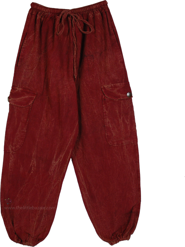 Ruby Journey Vintage-Wash Cotton Cargo Joggers