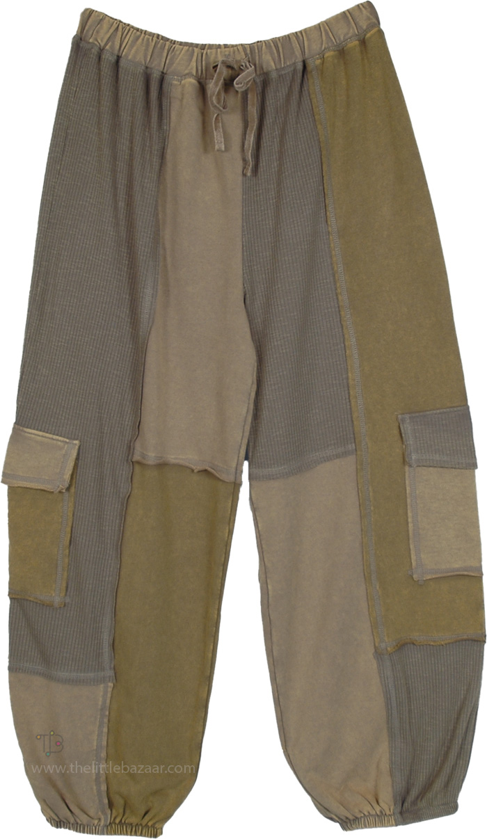 Earthy Comfort Terry Block Textured Cargo Pants