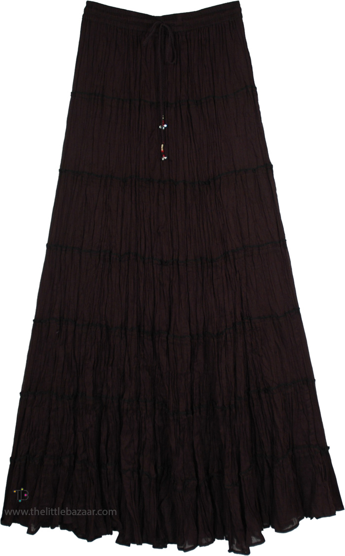 Onyx Cotton Tall Maxi Skirt Seven Tiers