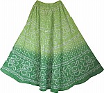 Tie Dye Sequin Long Skirt  in Green