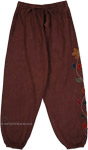 Cocoa Bloom Floral Applique Cotton Harem Pants
