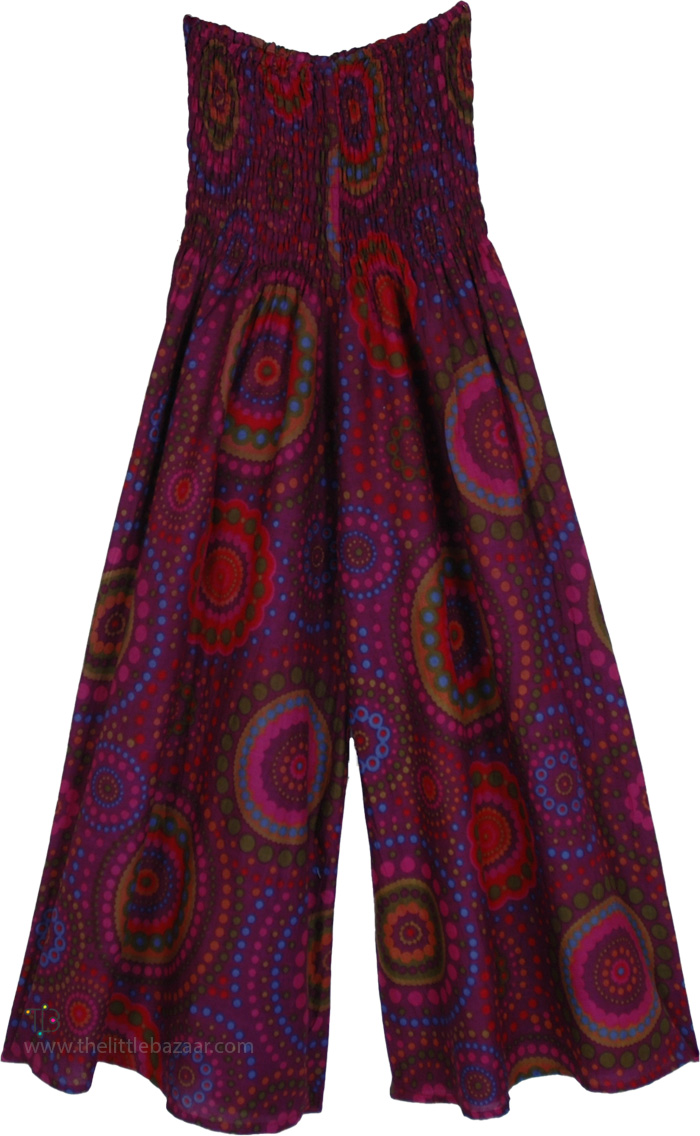 Purple Mandala Split Skirt Cotton Beach Pants